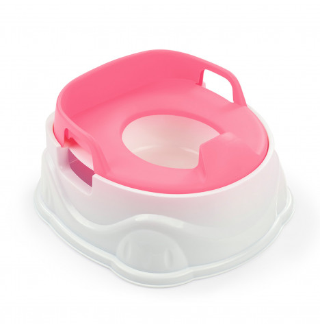 Kids 3 in 1 Potty, Toilet Seat and Step Stool - White and Pink