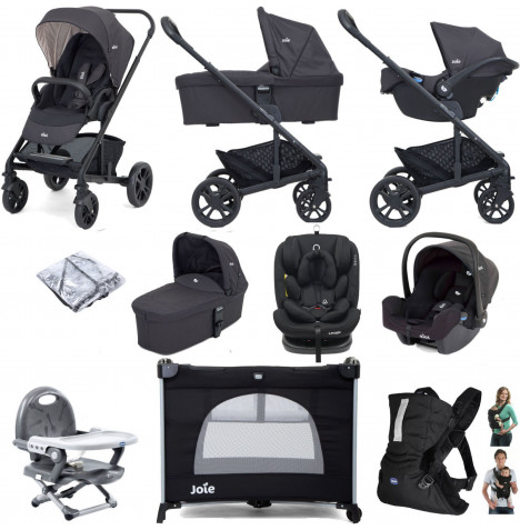 Joie Chrome Trio (I-Snug & Lockton) Everything You Need Travel System Bundle With Carrycot - Ember