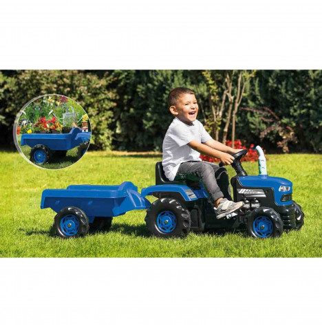 Ride-on Large Pedal Tractor with trailer - Blue