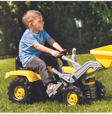 Ride-on Large Pedal Tractor with Excavator - Yellow