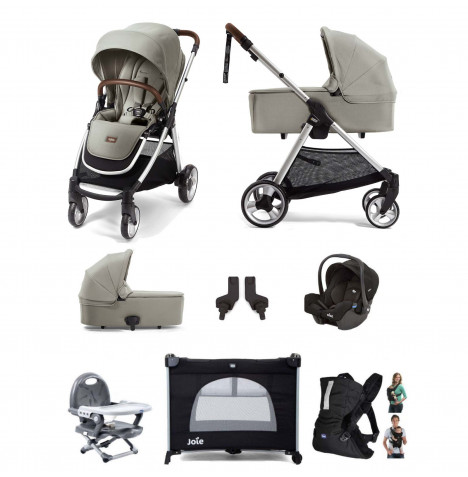 Mamas & Papas Flip XT2 (Gemm Car Seat) Everything You Need Travel System Bundle with Carrycot - Sage Green