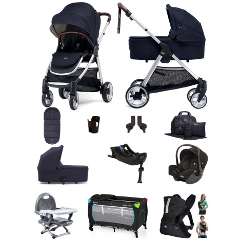 Mamas & Papas Flip XT2 12pc Essentials (Gemm Car Seat) Everything You Need Travel System Bundle with Carrycot & ISOFIX Base - Navy
