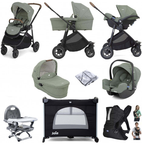 Joie Versatrax (i-Snug 2) Everything You Need Travel System Bundle with Carrycot - Laurel