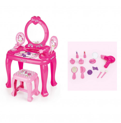 Unicorn Vanity Table and Stool - Pink