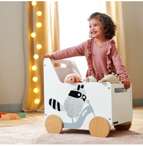 Kinderkraft Racoon Childrens' Eco Friendly Baby Walker & Wooden Toy Box