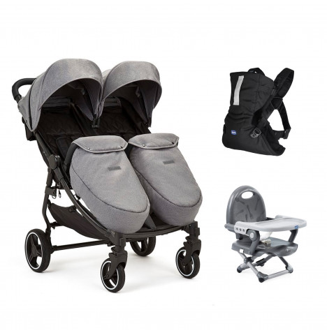 Ickle Bubba Venus Max Double + Pocket Snack + Easy Fit Carrier - Space Grey