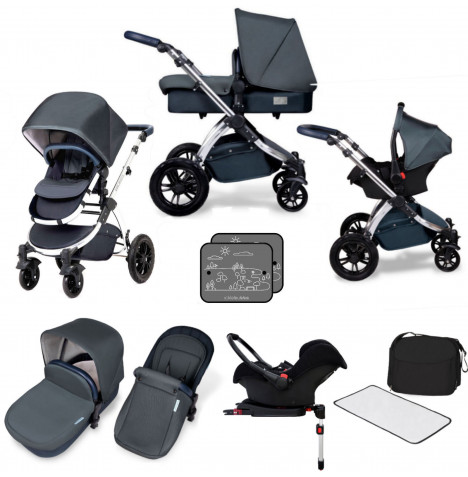 Ickle bubba Special Edition Stomp V4 (Galaxy) All In One Travel System & Isofix Base - Blueberry