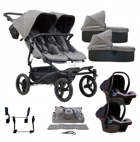Mountain Buggy Duet Luxury Twin Double (Protect) Travel System With 2 Carrycots - Herringbone