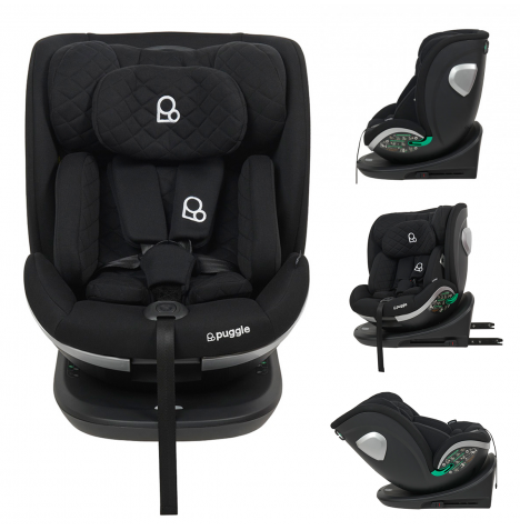 Puggle i-Size 40-150cm Safe Max Luxe Group 0+123 360° Rotate Car Seat - Storm Black