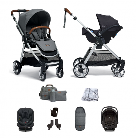 Mamas & Papas Flip XT2 8pc Essentials (Gemm 0+ & Lockton 0+123 Car Seat) Travel System  - Fossil Grey