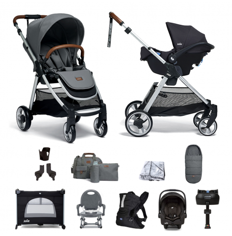 Mamas & Papas Flip XT2 11pc Essentials (Gemm Car Seat) Everything You Need Travel System Bundle with ISOFIX Base  - Fossil Grey