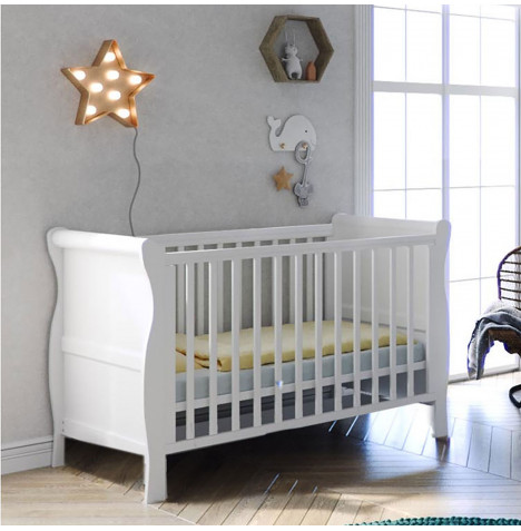 Puggle Alderley Sleigh Cot Bed - Classic White