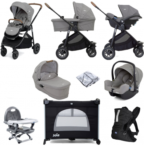 Joie Versatrax (i-Snug 2) Everything You Need Travel System Bundle with Carrycot - Grey Flannel