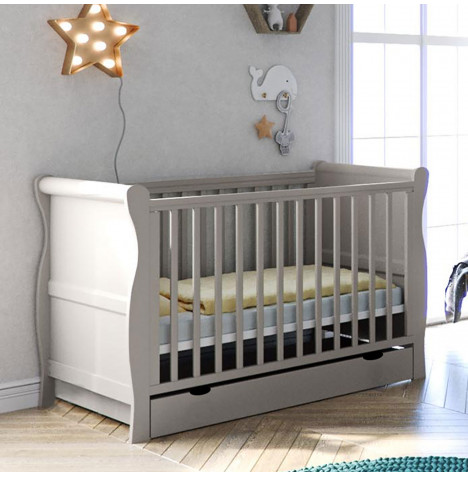 Puggle Alderley Sleigh Cot Bed and Drawer - Classic Grey