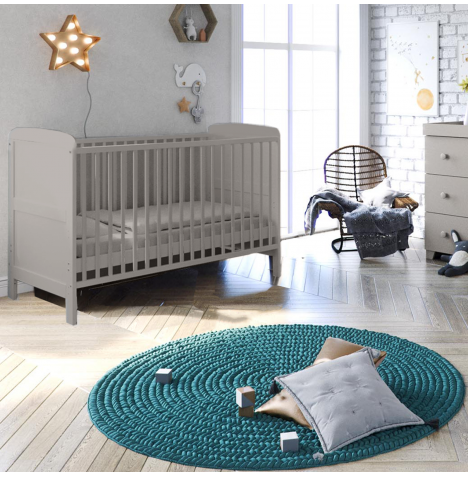 Puggle Henbury Luxe Cot Bed With Deluxe Eco Fibre Mattress  - Classic Grey