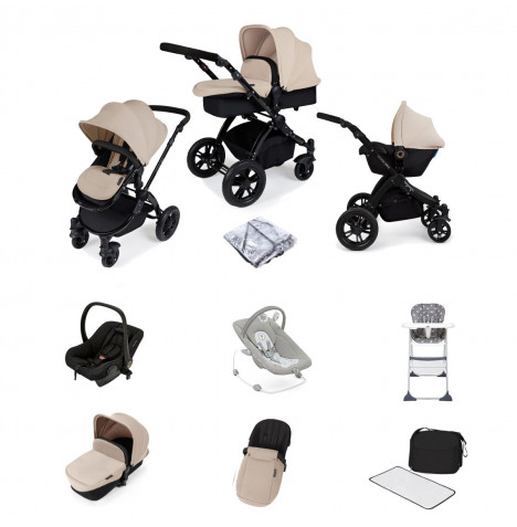 Ickle Bubba Stomp V2 (Black Frame) All In One (Astral) 9 Piece Travel System Bundle - Sand
