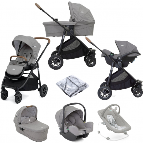 Joie Versatrax (i-Snug 2) Travel System with Carrycot & Bouncer - Grey Flannel