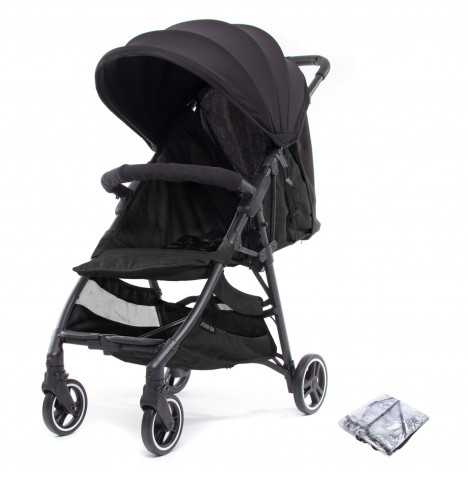 Baby Monsters Kuki Lightweight (5.2kg) Pushchair Stroller with Raincover - Black				