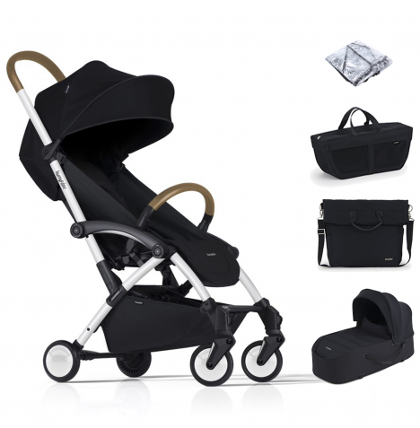 Bumprider Connect2 Stroller with Carrycot, Side Pack & Side Bag  - White & Black