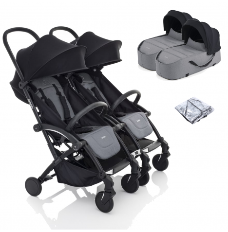 Bumprider Connect2 Double Stroller with Carrycot - Black & Grey