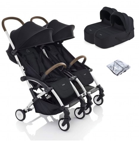 Bumprider Connect2 Double Stroller with Carrycot - White & Black