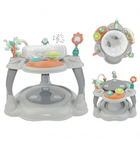 Puggle 3in1 360° Bounce, Twist & Play Baby Entertainer - Scattered Stars Grey