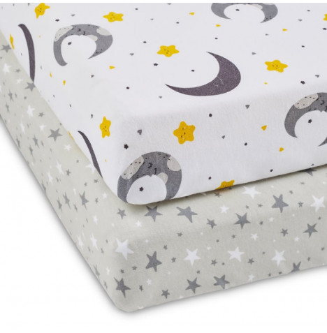 ickle bubba Cosmic Aura (2 Pack) Cot Bed Fitted Sheets - Grey