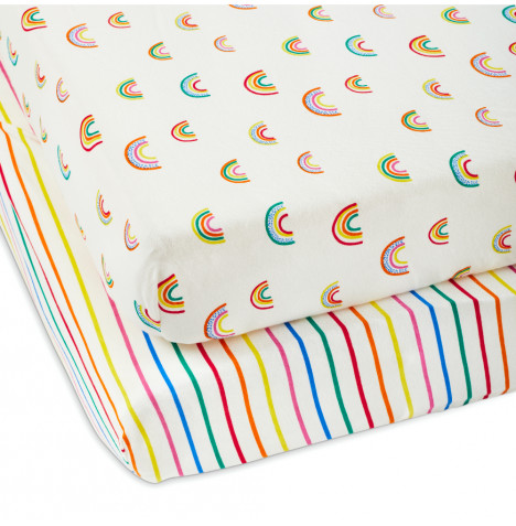 Ickle Bubba Rainbow Dreams (2 Pack) Cot Bed Fitted Sheets - Multicoloured