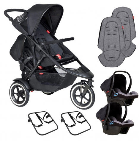 Phil & Teds Sport Tandem Double (Protect) Travel System - Black / Charcoal