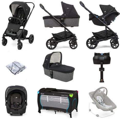 Joie Chrome (Gemm) Everything You Need Travel System Bundle with Carrycot & ISOFIX Base - Shale