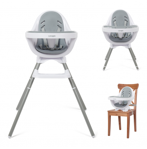 Puggle Munch Crunch 3 in 1 High/Low Chair & Booster Seat - Flint Grey