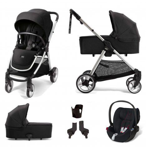Mamas & Papas Flip XT2 (Cloud Z Car Seat) Travel System with Carrycot - Black