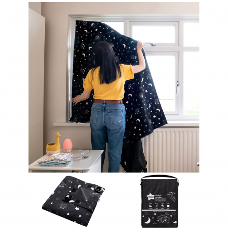 Tommee Tippee Large Portable Black Out Blind with Suction Cups (130cm x 198cm) - Black