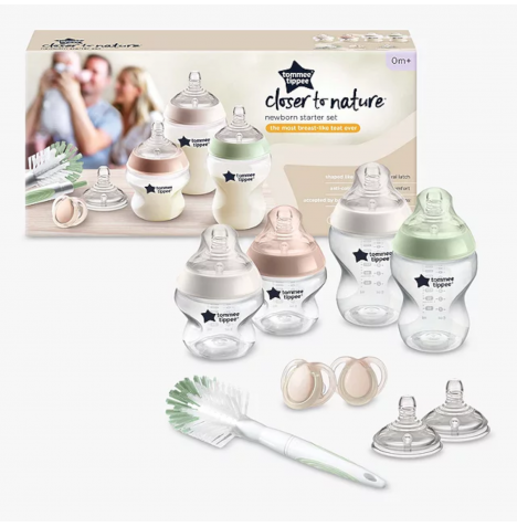 Tomme Tippee Closer to Nature Unisex Newborn Baby Bottle Starter Set - Natural
