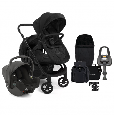 iCandy Orange 3 Double with i-Snug 2 Car Seat & ISOFIX Base Complete 21 Piece Travel System Summer Bundle - Black Crush
