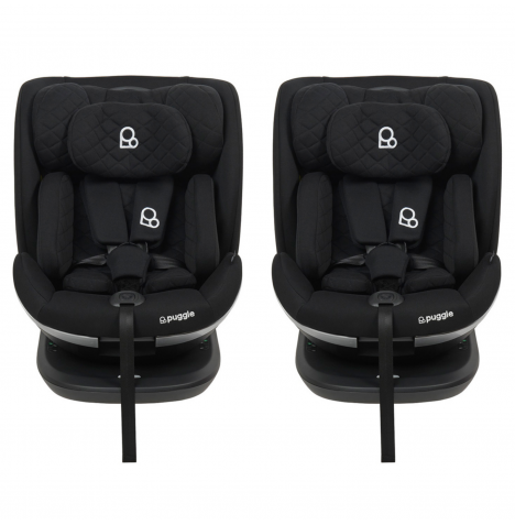 Puggle i-Size Safe Max Luxe Group 0+123 360° Rotate Car Seat (2 Pack) - Storm Black