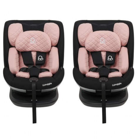 Puggle i-Size Safe Max Luxe Group 0+123 360° Rotate Car Seat (2 Pack) - Blush Pink