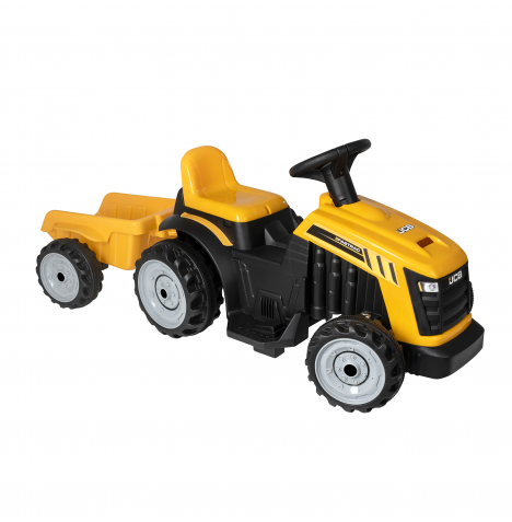 JCB Electric 6V Battery Operated Tractor with Trailer - Yellow