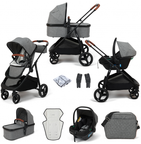 Puggle Monaco XT 3in1 i-Size Travel System with Changing Bag - Graphite Grey
