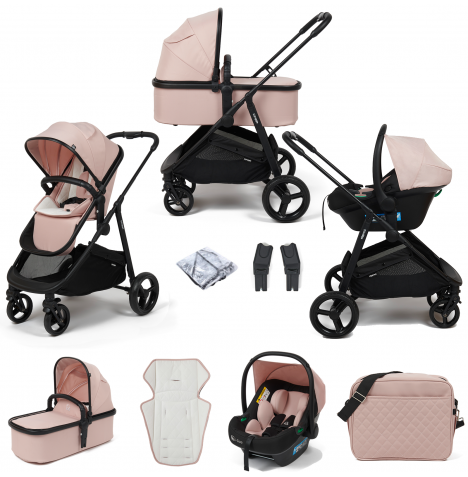 Puggle Monaco XT 3in1 i-Size Travel System with Changing Bag - Blush Pink