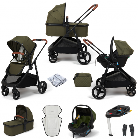 Puggle Monaco XT 3in1 i-Size Travel System with Changing Bag  & ISOFIX Base - Forest Green