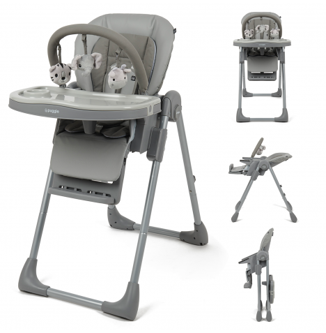 Puggle Foodie Eat & Play 9 in 1 Hi-Lo Highchair From Birth - Mist Grey