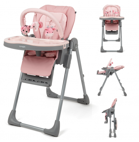 Puggle Foodie Eat & Play 9 in 1 Hi-Lo Highchair From Birth - Blush Pink