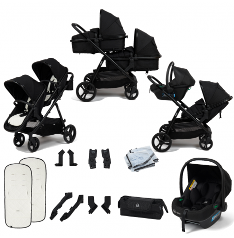 Puggle Maverick 2-in-1 Duo i-Size Double Travel System - Midnight Black