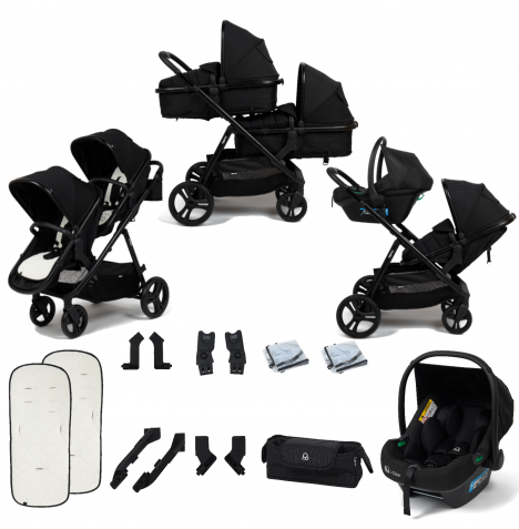 Puggle Memphis 2-in-1 Duo i-Size Double Travel System - Midnight Black