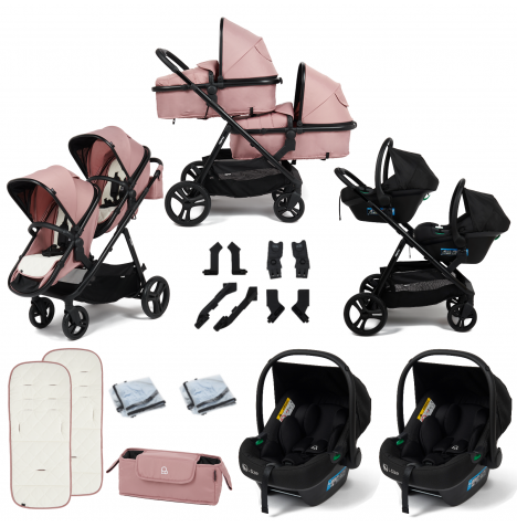 Puggle Memphis 2-in-1 Duo i-Size Double Twin Travel System – Dusk Pink