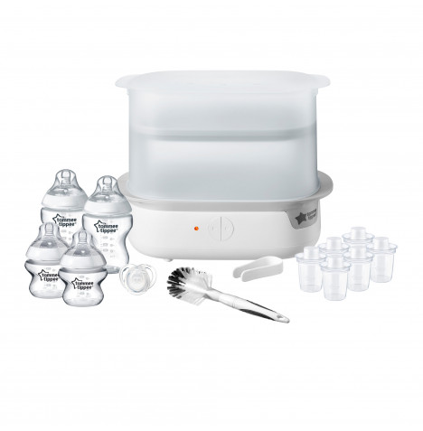 Tommee Tippee 13pc Electric Steam Steriliser Set with Baby Bottles - White