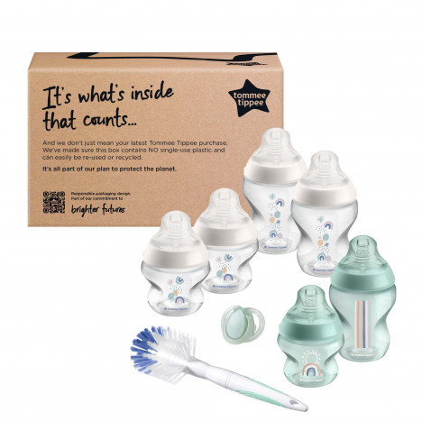 Tommee Tippee Closer to Nature 9pc Unisex Baby Bottle Starter Set - Green