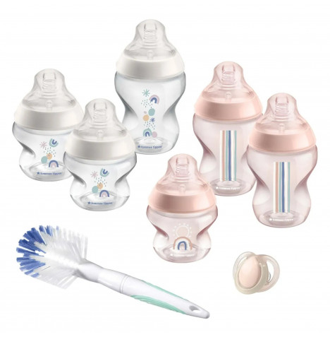 Tommee Tippee Closer to Nature 9pc Unisex Baby Bottle Starter Set - Pink
