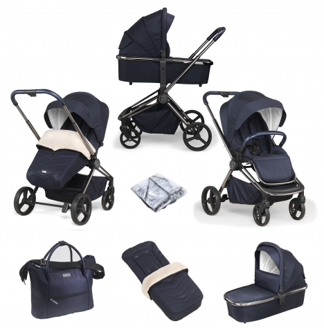 Mee-go Pure Pushchair with Carrycot & Accessories - True Blue